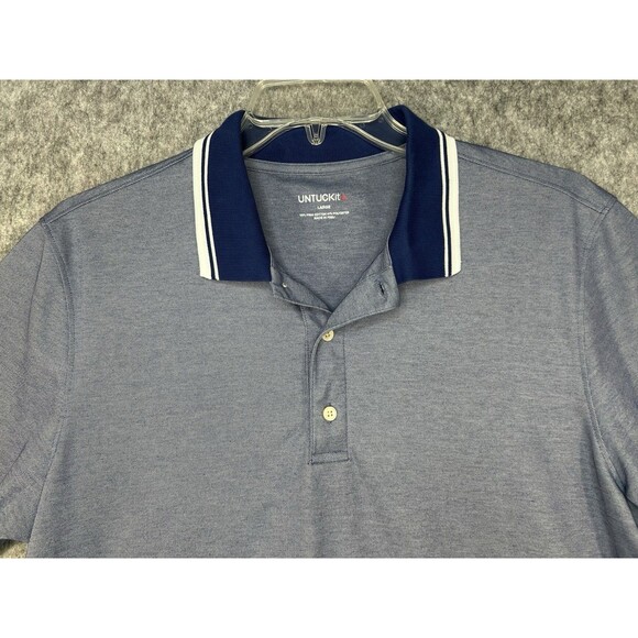 Untuckit Shirt Men’s Large Blue Polo Aiden Golf Preppy Casual Short Sleeve - Picture 2 of 8